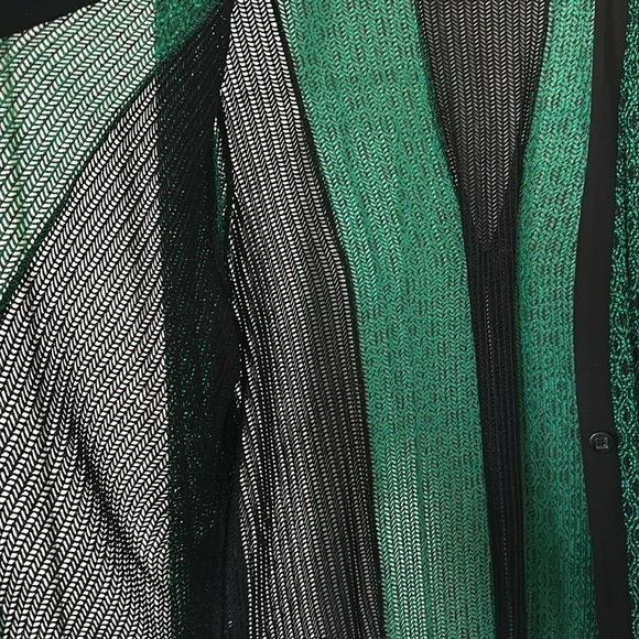 Catherines Black/Green Lace Patterned Cardigan Size 2X - Picture 8 of 8